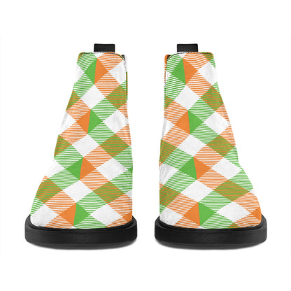 Irish Plaid Saint Patrick's Day Print Flat Ankle Boots
