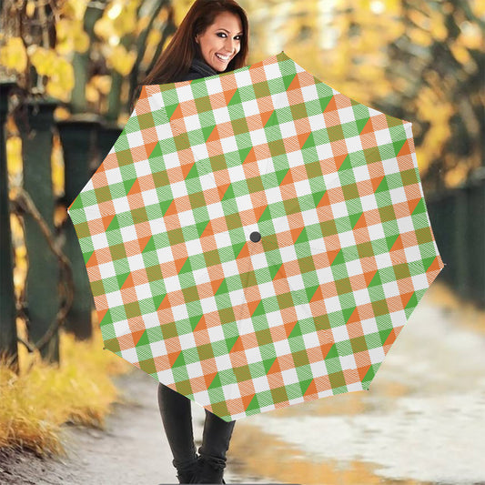 Irish Plaid Saint Patrick's Day Print Foldable Umbrella