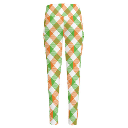 Irish Plaid Saint Patrick's Day Print High-Waisted Pocket Leggings
