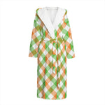 Irish Plaid Saint Patrick's Day Print Hooded Bathrobe
