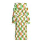 Irish Plaid Saint Patrick's Day Print Hooded Bathrobe