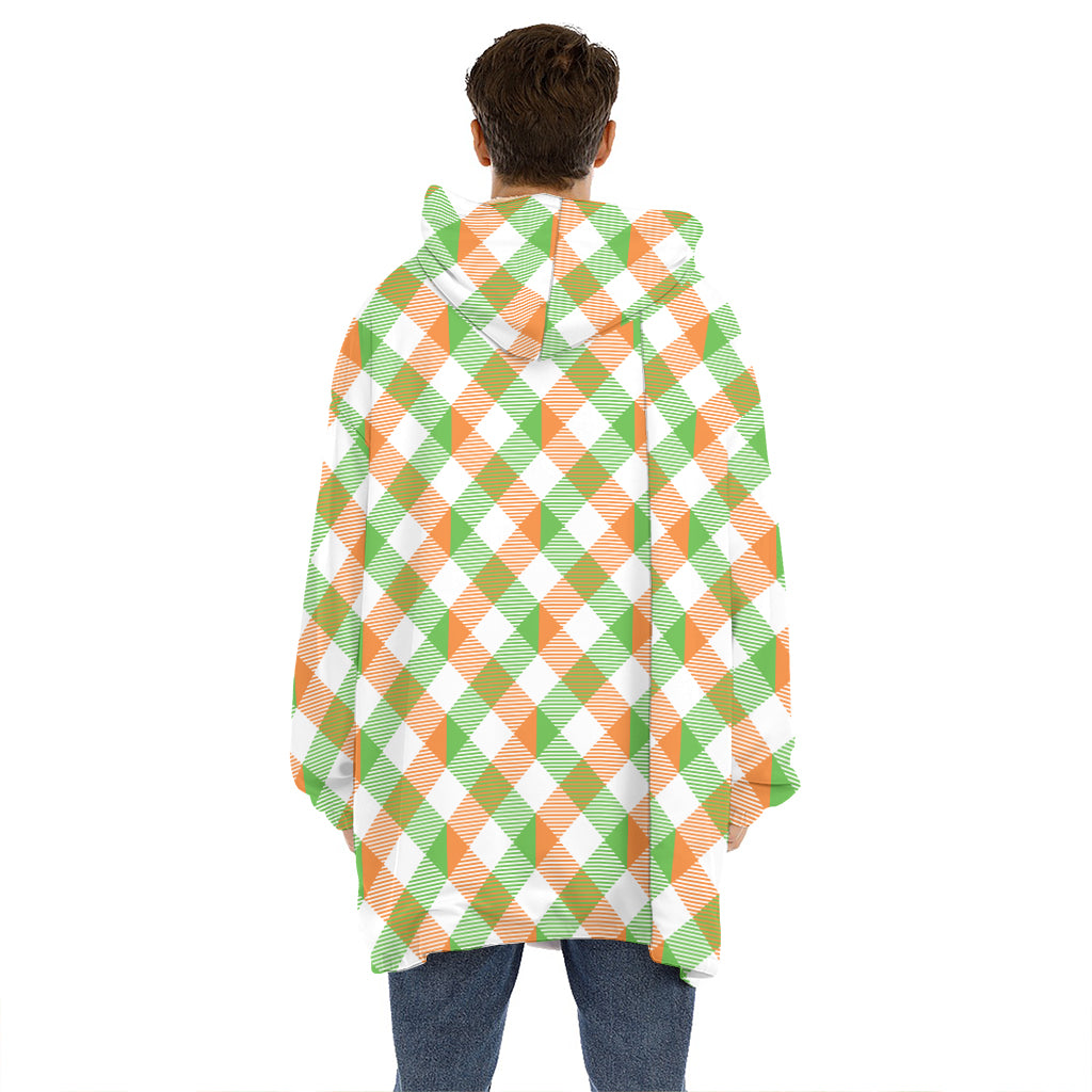 Irish Plaid Saint Patrick's Day Print Hoodie Blanket