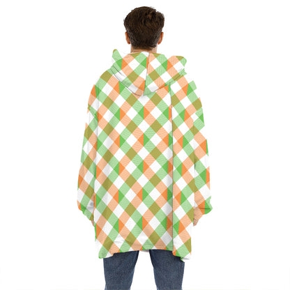 Irish Plaid Saint Patrick's Day Print Hoodie Blanket