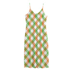Irish Plaid Saint Patrick's Day Print Jersey Midi Cami Dress