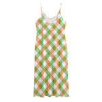 Irish Plaid Saint Patrick's Day Print Jersey Midi Cami Dress