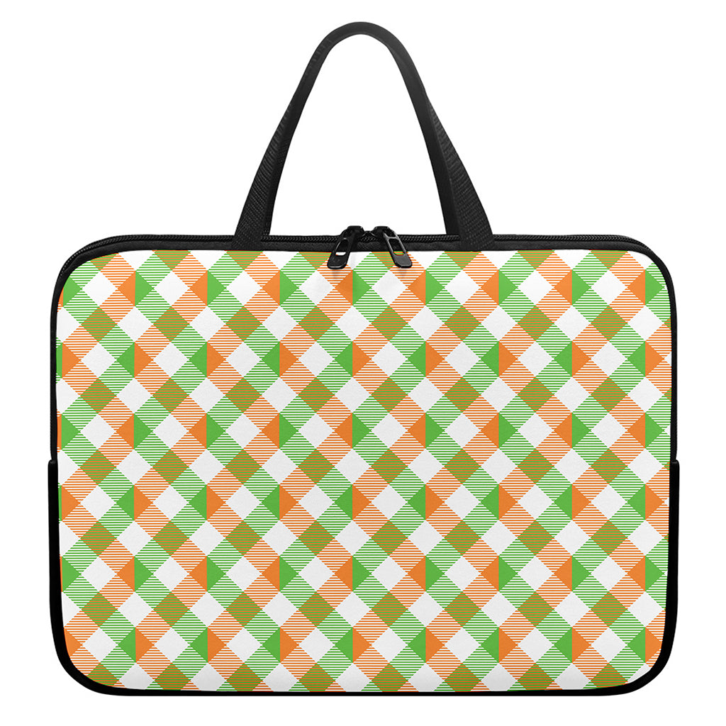 Irish Plaid Saint Patrick's Day Print Laptop Sleeve With Handle