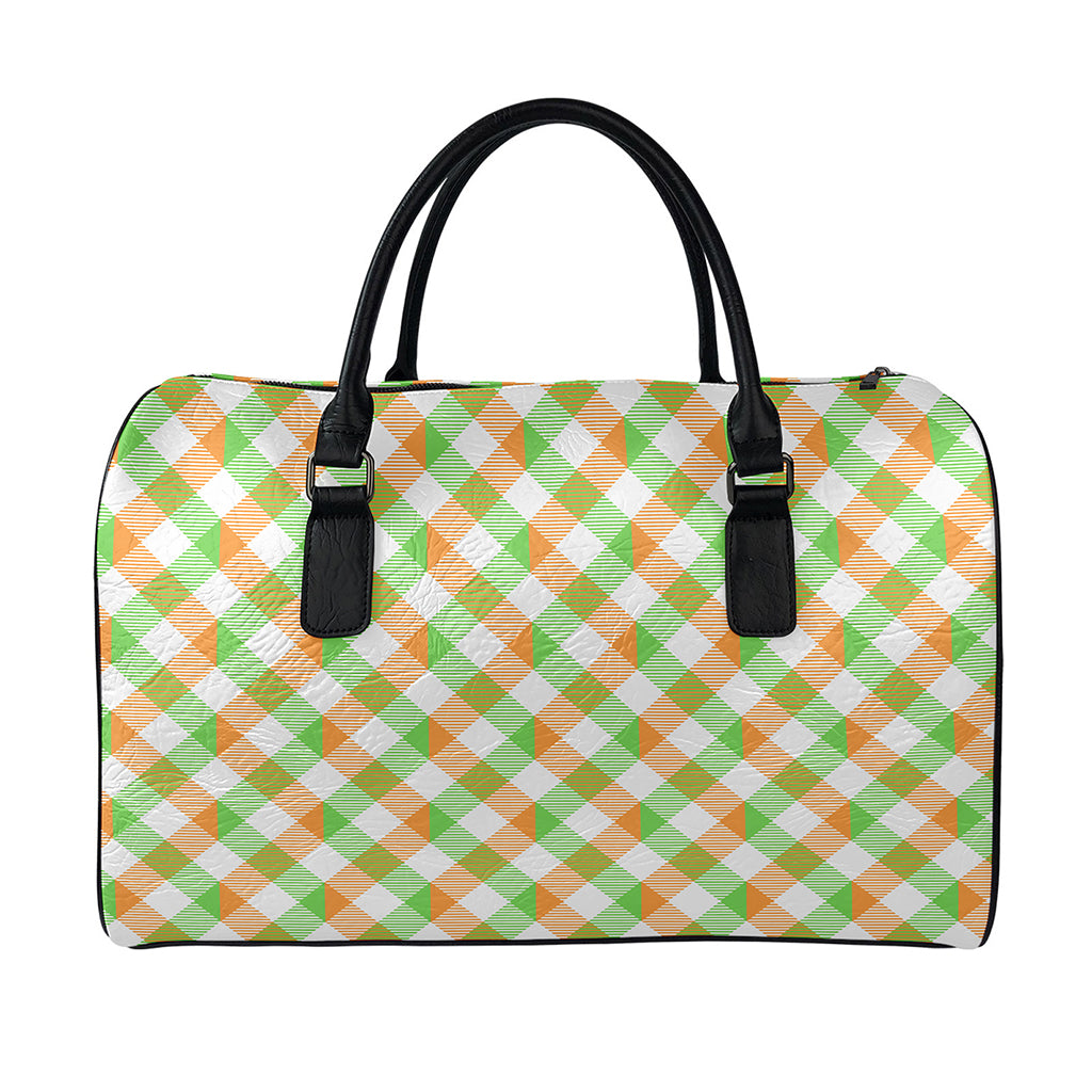 Irish Plaid Saint Patrick's Day Print Leather Duffle Bag