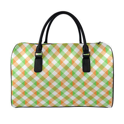 Irish Plaid Saint Patrick's Day Print Leather Duffle Bag