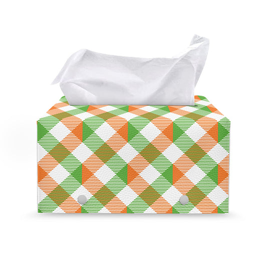 Irish Plaid Saint Patrick's Day Print Leather Tissue Box Cover