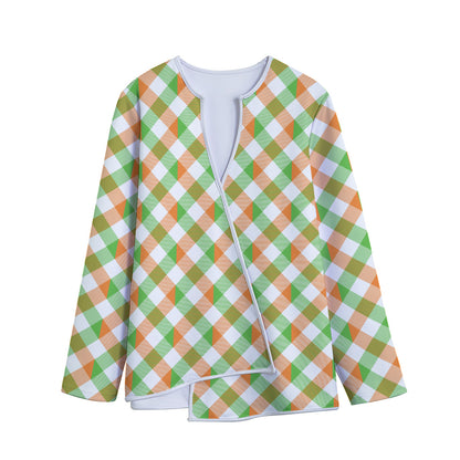 Irish Plaid Saint Patrick's Day Print Long Sleeve Short Coat
