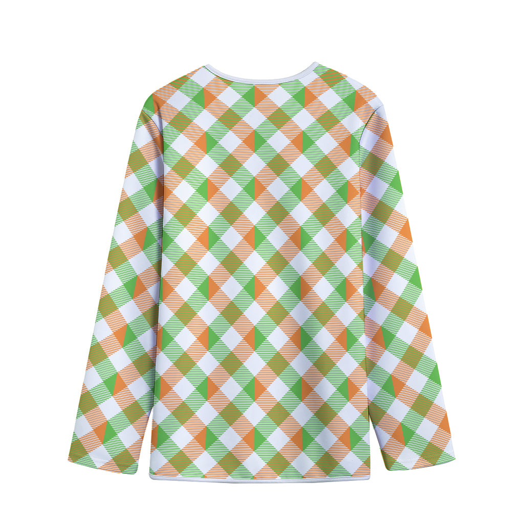 Irish Plaid Saint Patrick's Day Print Long Sleeve Short Coat