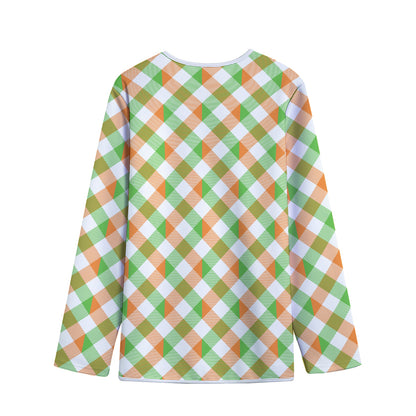 Irish Plaid Saint Patrick's Day Print Long Sleeve Short Coat