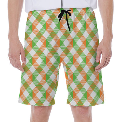 Irish Plaid Saint Patrick's Day Print Men's Beach Shorts