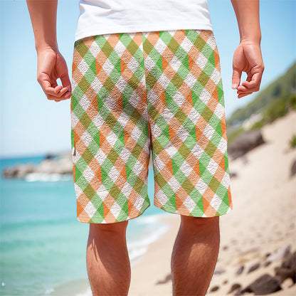 Irish Plaid Saint Patrick's Day Print Men's Cargo Shorts