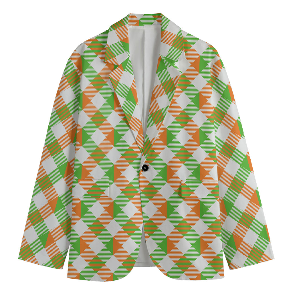 Irish Plaid Saint Patrick's Day Print Men's Cotton Blazer