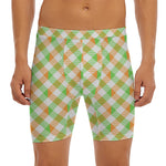 Irish Plaid Saint Patrick's Day Print Men's Long Boxer Briefs
