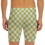 Irish Plaid Saint Patrick's Day Print Men's Long Boxer Briefs