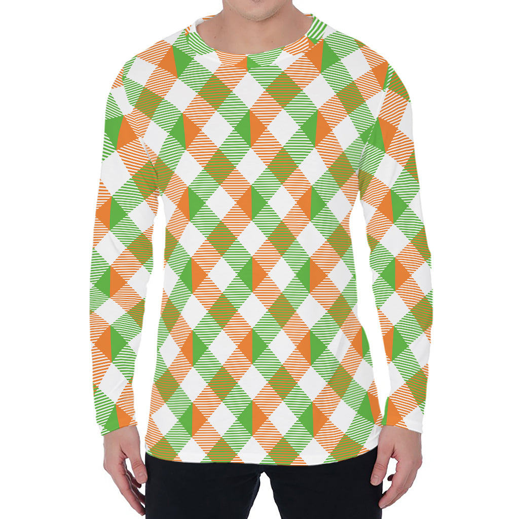 Irish Plaid Saint Patrick's Day Print Men's Long Sleeve T-Shirt