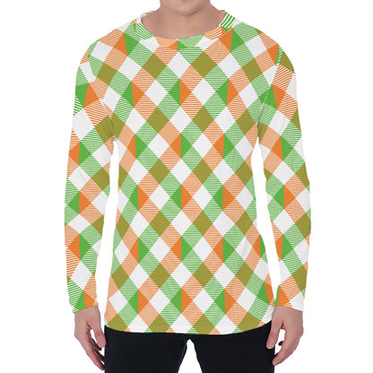 Irish Plaid Saint Patrick's Day Print Men's Long Sleeve T-Shirt
