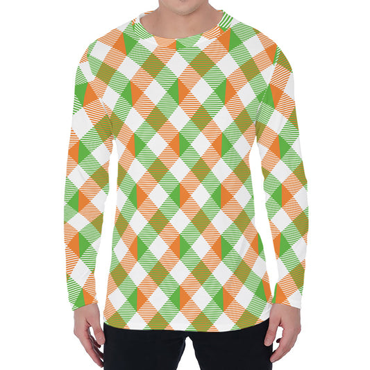 Irish Plaid Saint Patrick's Day Print Men's Long Sleeve T-Shirt