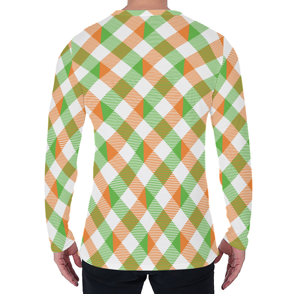 Irish Plaid Saint Patrick's Day Print Men's Long Sleeve T-Shirt