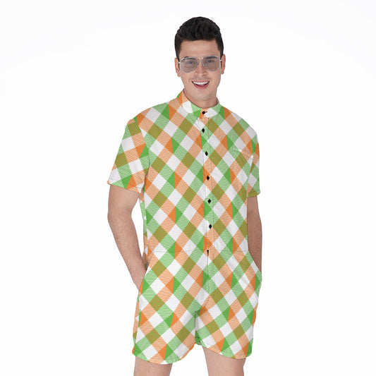 Irish Plaid Saint Patrick's Day Print Men's Rompers