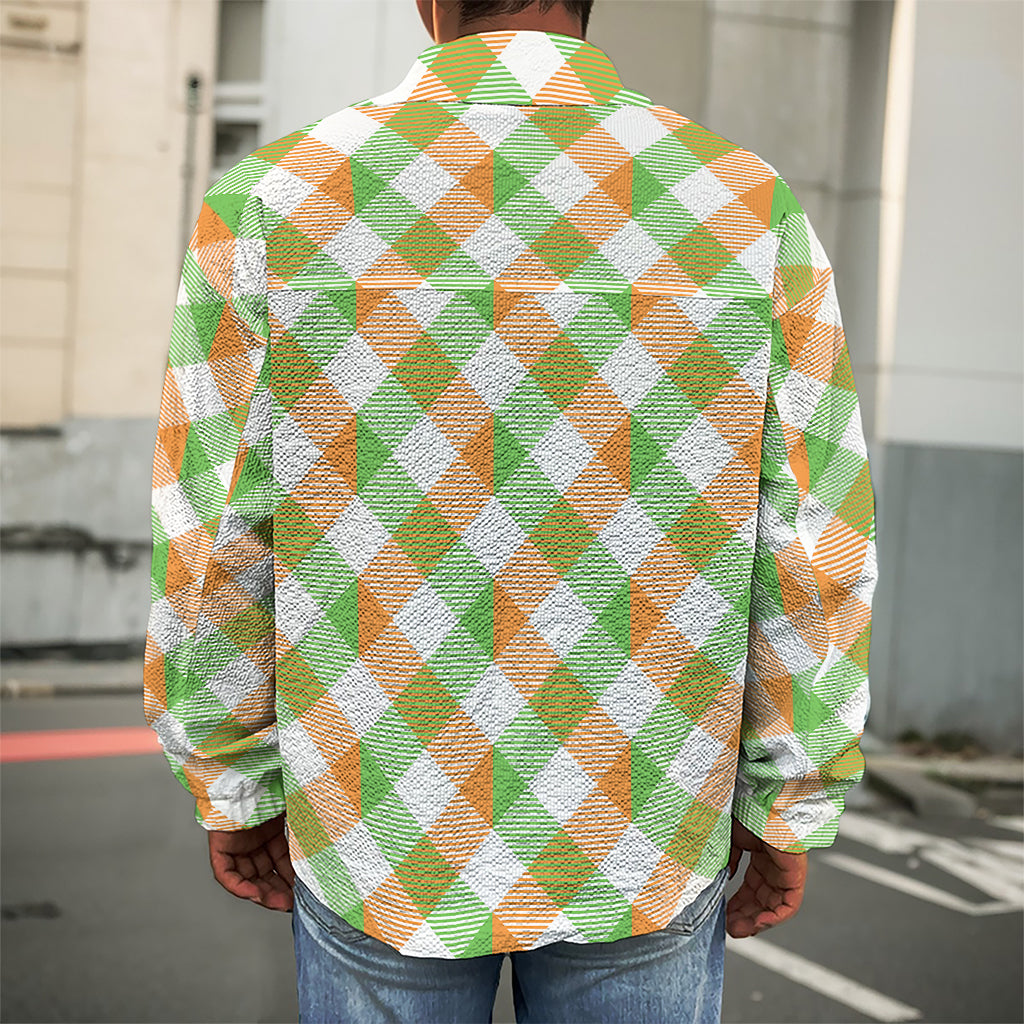 Irish Plaid Saint Patrick's Day Print Men's Shirt Jacket