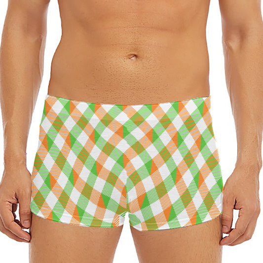 Irish Plaid Saint Patrick's Day Print Men's Short Boxer Briefs