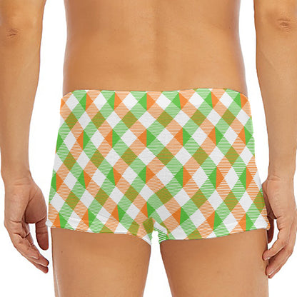 Irish Plaid Saint Patrick's Day Print Men's Short Boxer Briefs