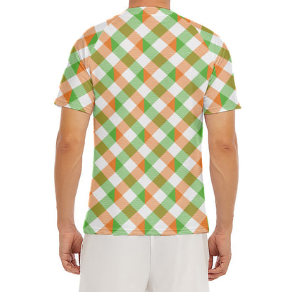 Irish Plaid Saint Patrick's Day Print Men's Short Sleeve Rash Guard