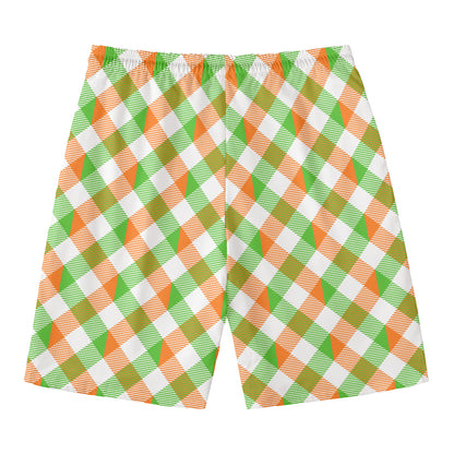 Irish Plaid Saint Patrick's Day Print Men's Swim Trunks