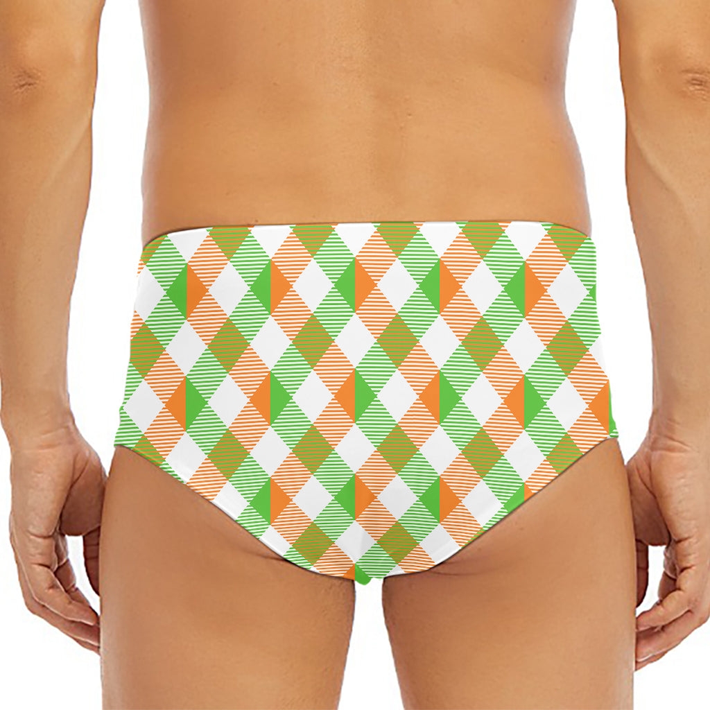 Irish Plaid Saint Patrick's Day Print Men's Triangle Swim Briefs