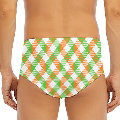 Irish Plaid Saint Patrick's Day Print Men's Triangle Swim Briefs