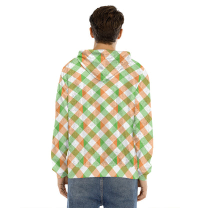 Irish Plaid Saint Patrick's Day Print Men's Velvet Pullover Hoodie