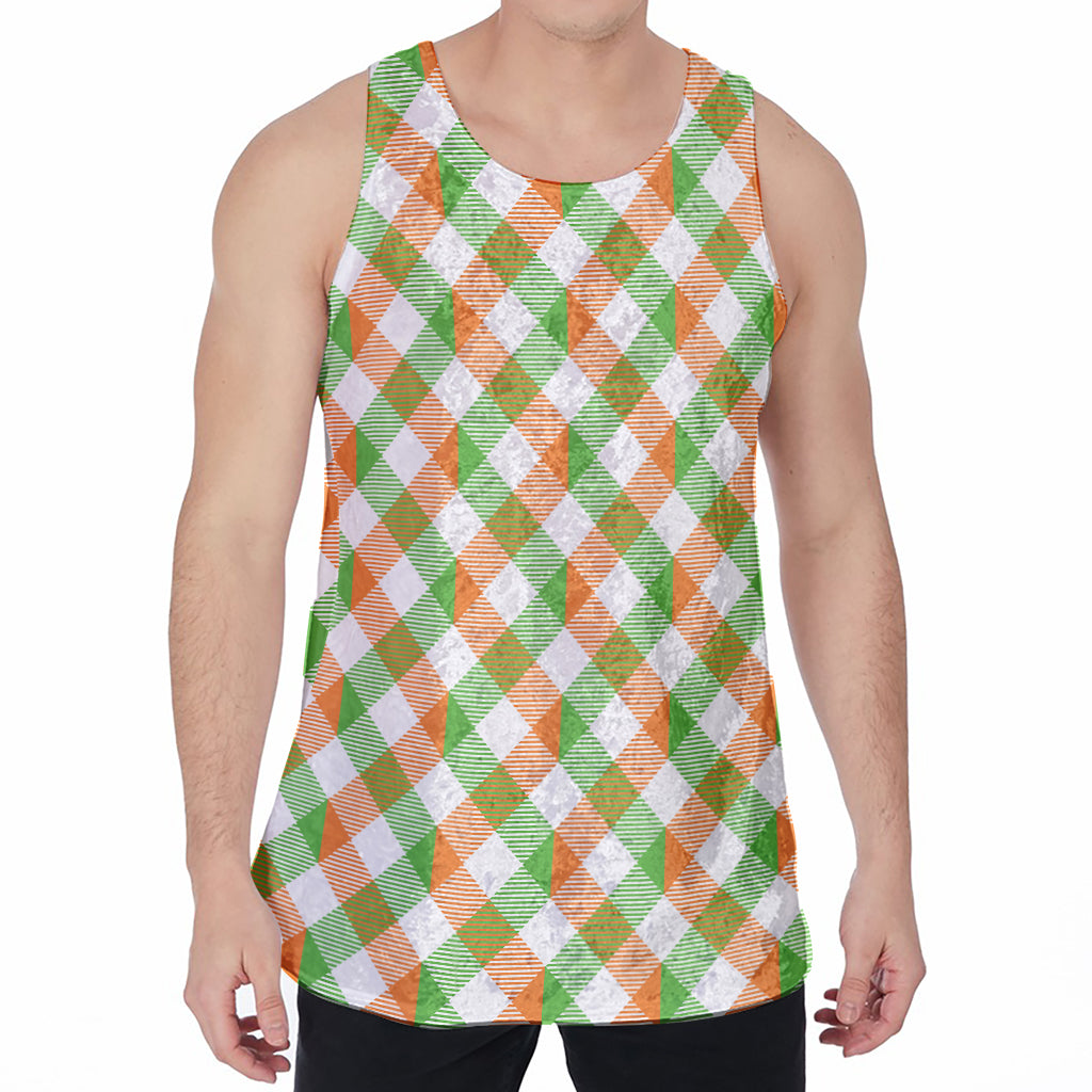 Irish Plaid Saint Patrick's Day Print Men's Velvet Tank Top