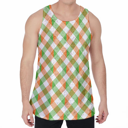 Irish Plaid Saint Patrick's Day Print Men's Velvet Tank Top