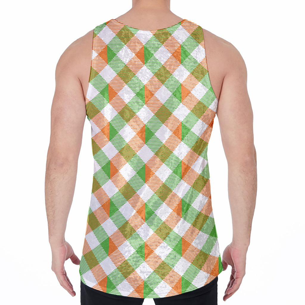 Irish Plaid Saint Patrick's Day Print Men's Velvet Tank Top