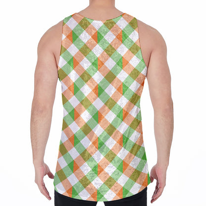 Irish Plaid Saint Patrick's Day Print Men's Velvet Tank Top