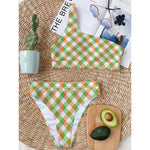 Irish Plaid Saint Patrick's Day Print One Shoulder Bikini Top