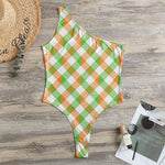 Irish Plaid Saint Patrick's Day Print One Shoulder Bodysuit