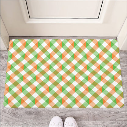 Irish Plaid Saint Patrick's Day Print Rubber Doormat