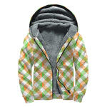Irish Plaid Saint Patrick's Day Print Sherpa Lined Zip Up Hoodie