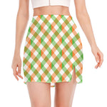 Irish Plaid Saint Patrick's Day Print Side Slit Mini Skirt