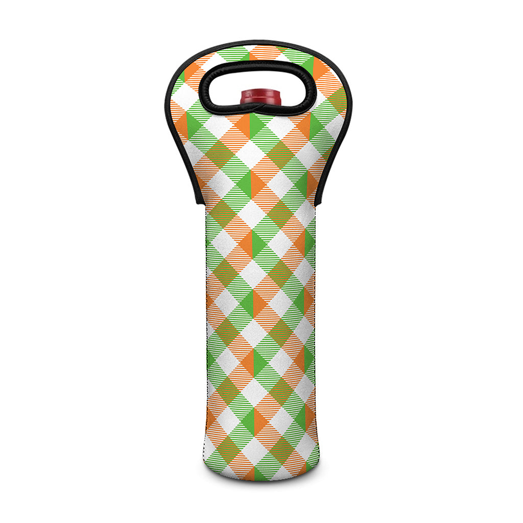 Irish Plaid Saint Patrick's Day Print Single Neoprene Wine Tote