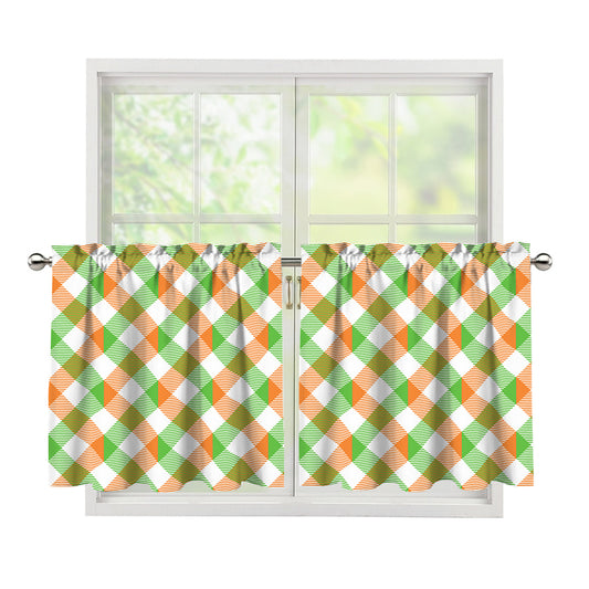 Irish Plaid Saint Patrick's Day Print Tier Curtains