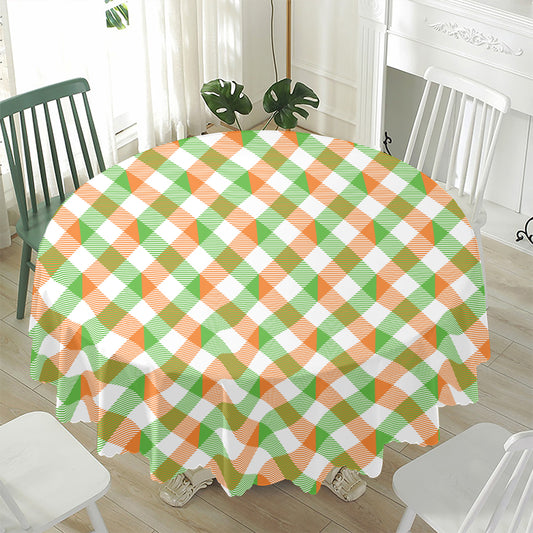 Irish Plaid Saint Patrick's Day Print Waterproof Round Tablecloth