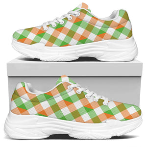 Irish Plaid Saint Patrick's Day Print White Chunky Shoes