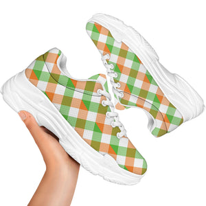 Irish Plaid Saint Patrick's Day Print White Chunky Shoes