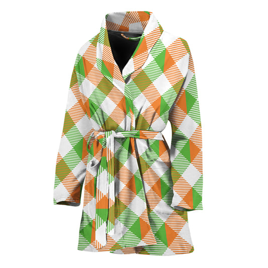 Irish Plaid Saint Patrick's Day Print Women's Bathrobe