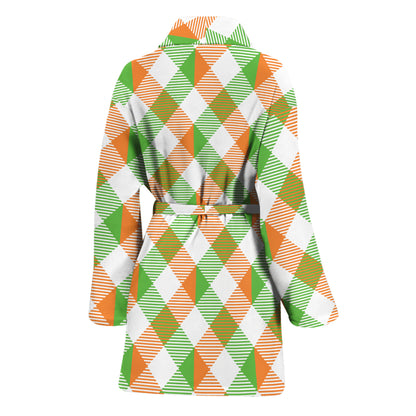 Irish Plaid Saint Patrick's Day Print Women's Bathrobe